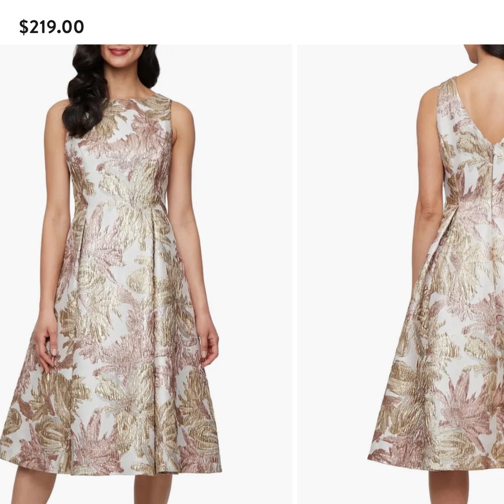 Alex Evenings Gold and Pink Floral Dress